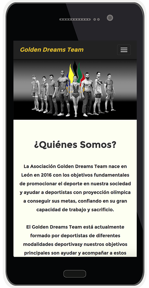 Web Golden Dreams Team versión móvil